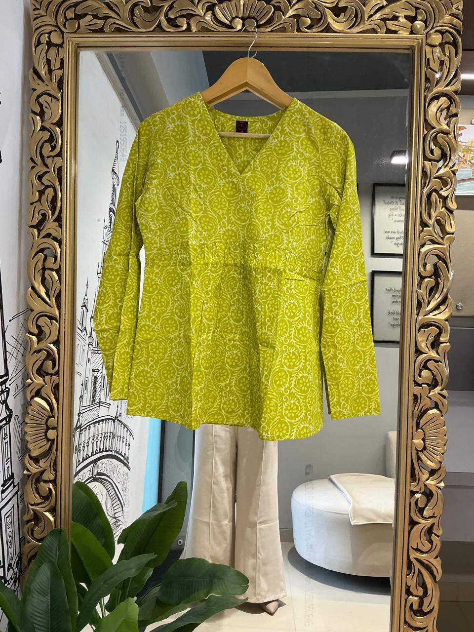 Lime Blossom Bandhej Tunic Top